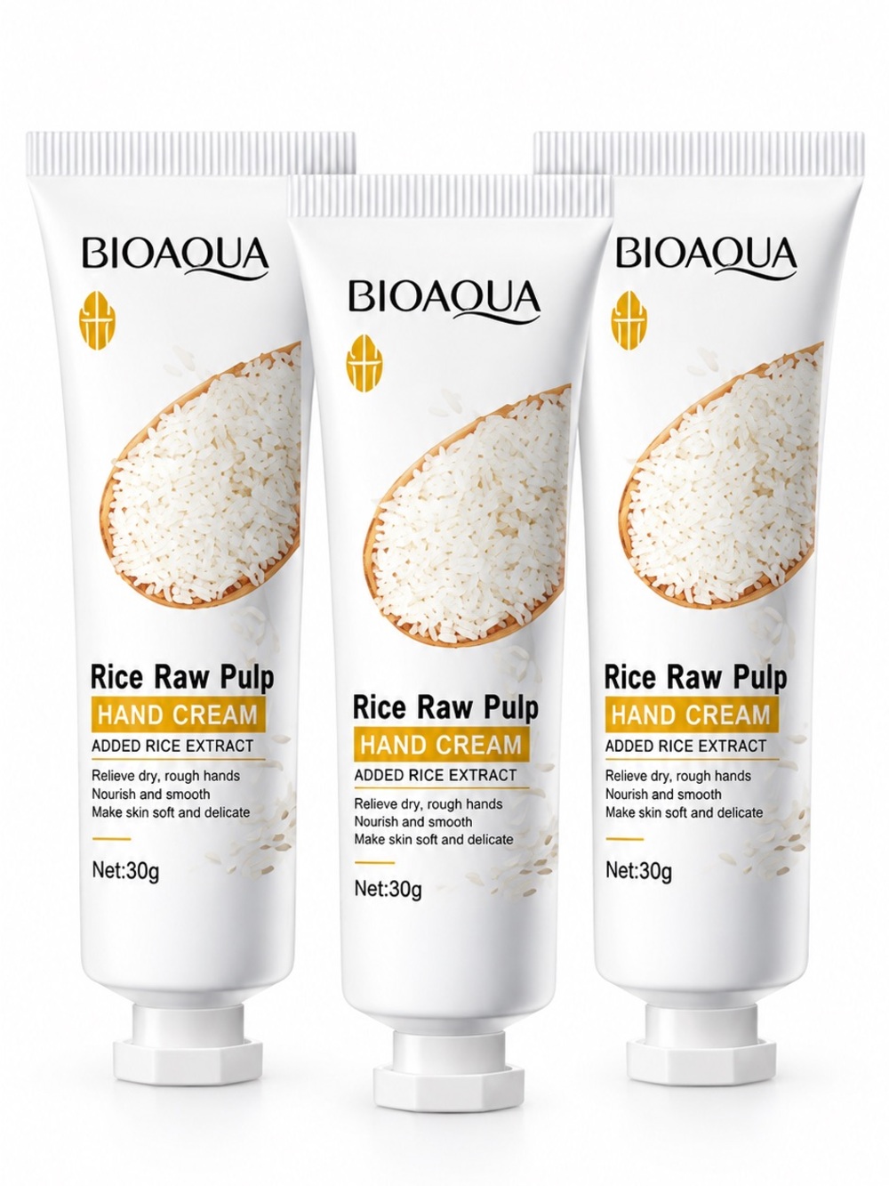 3 Piece Rice Raw Pulp Moisturizing Hand Cream Set 30g Each NEW